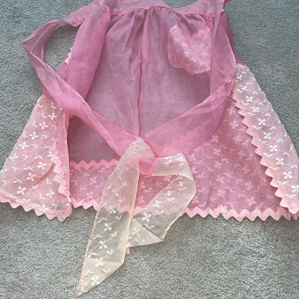 Vintage‎ Organza Pink Women’s Half Waist Kitchen Apron